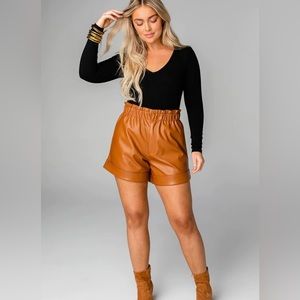 Buddylove Peyton Mocha Vegan Leather Shorts - size L, NWT